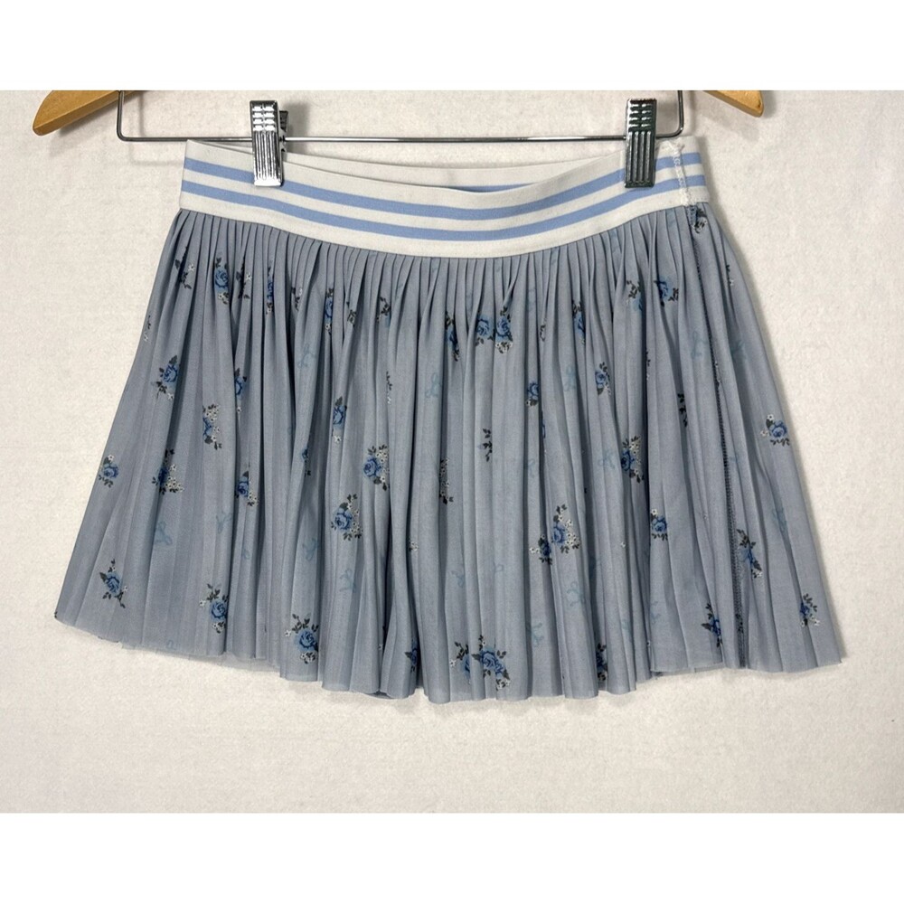 Vanilla Star Sz SM Light Blue Floral Print Mini Pleated Skort Preppy Coquette